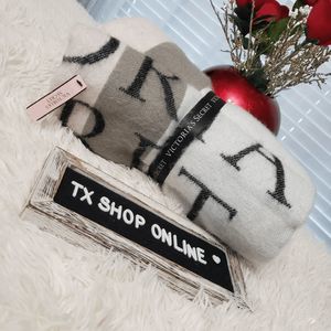 Victoria's Secret Black and Cream Blanket